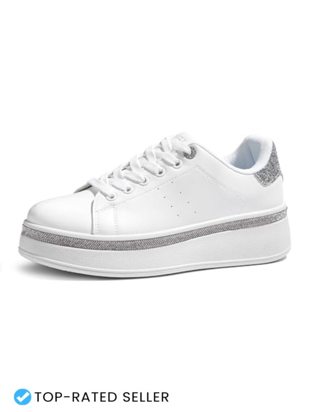 Women's Sparkly Platform Sneakers Glitter Streetwear Shoes with Padded Insole